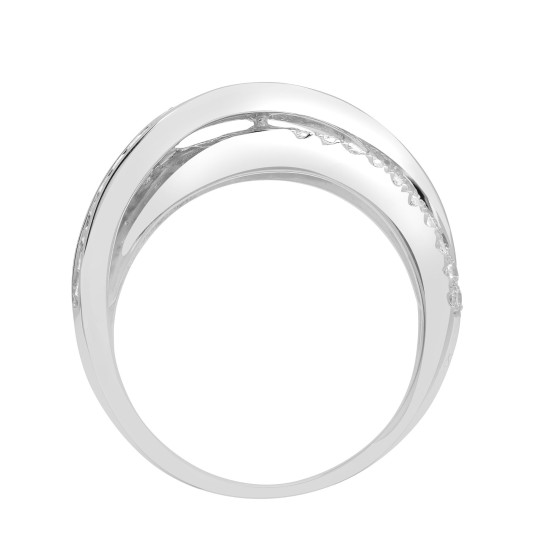 White 1.14ct Round & Baguette Natural Diamond Ring 1